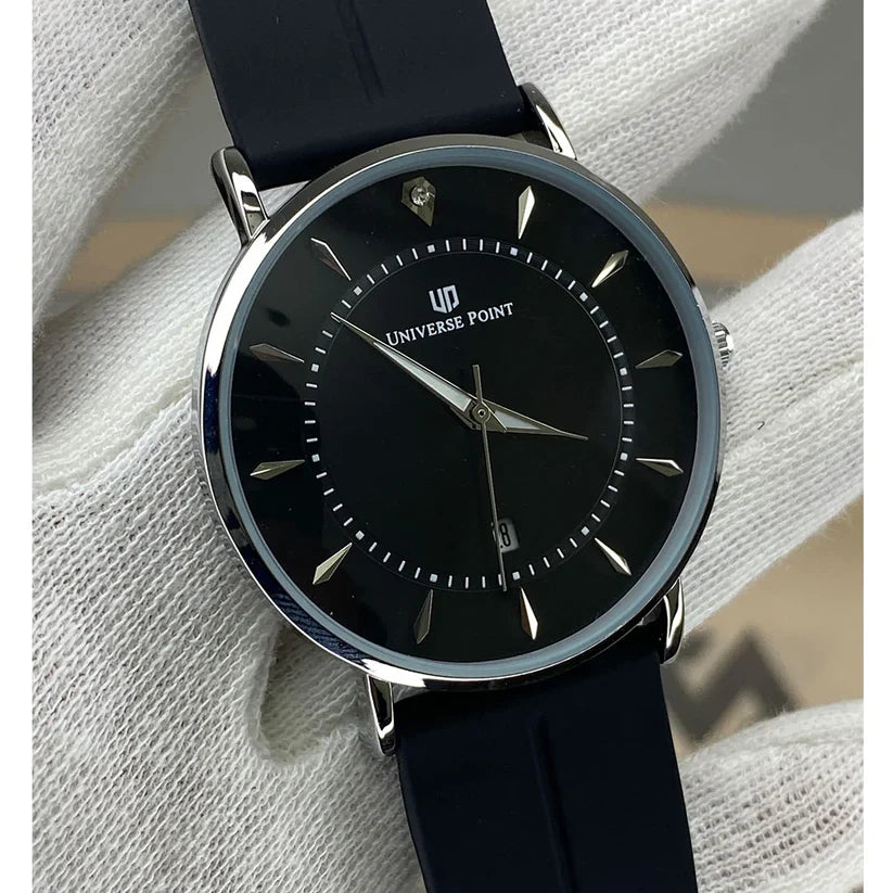 Universe Point Premium Design Round Dial Magnetic Lock & Silicone Rubber Straps Watch For Men